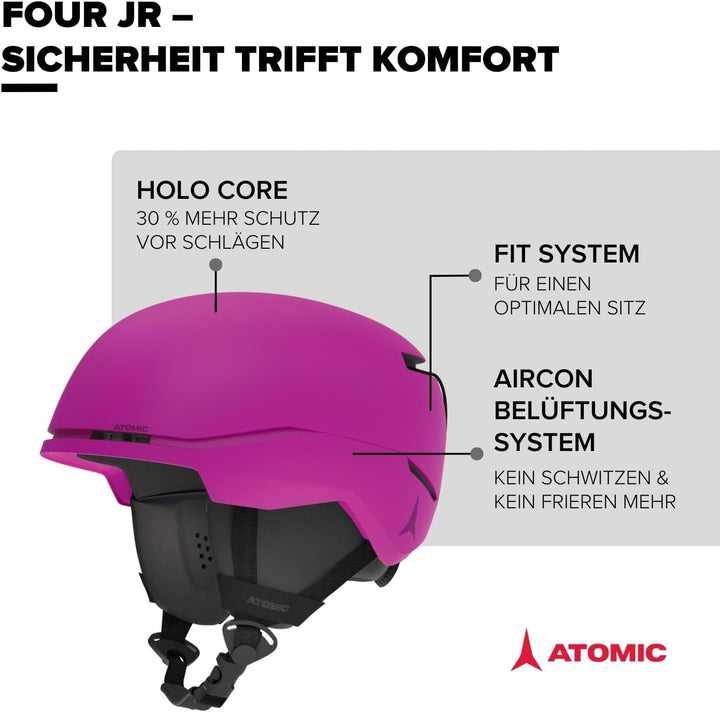 ATOMIC FOUR JR Skihelm für Kinder & Jugendliche - Max. Sicherheit bei Aufprällen - Innovatives Belüf