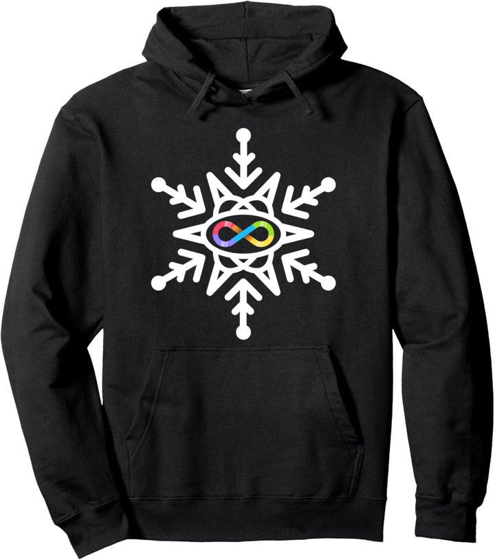 Weihnachts-Symbol für Autismus-Bewusstsein, Schneeflocke, Regenbogen-Unendlichkeit Pullover Hoodie