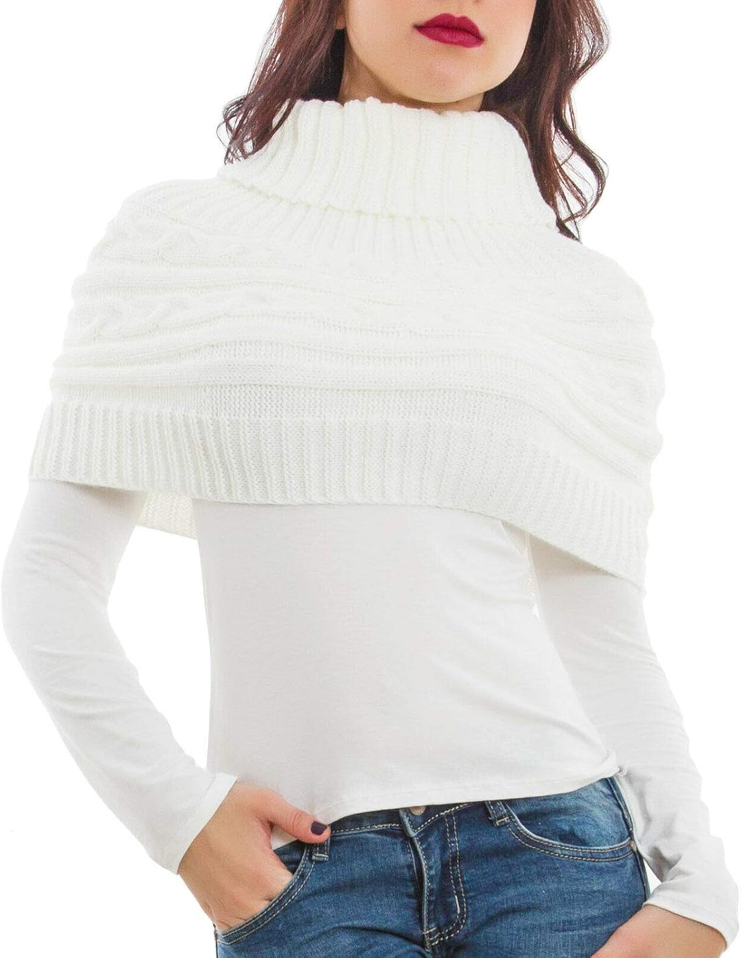 Toocool - Damen-Schulterbezug mit Kragen, Schal, Bolero Tricot, Rollkragen, Poncho LO-AS0430 Einheit