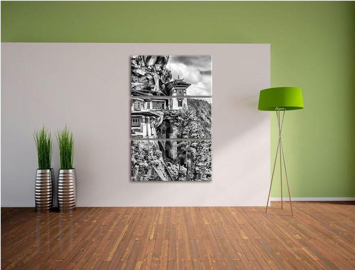 Pixxprint Buddha Tempel in China als Leinwandbild/Grösse: 3 Teilig (120x80) cm/Wandbild/Kunstdruck/f