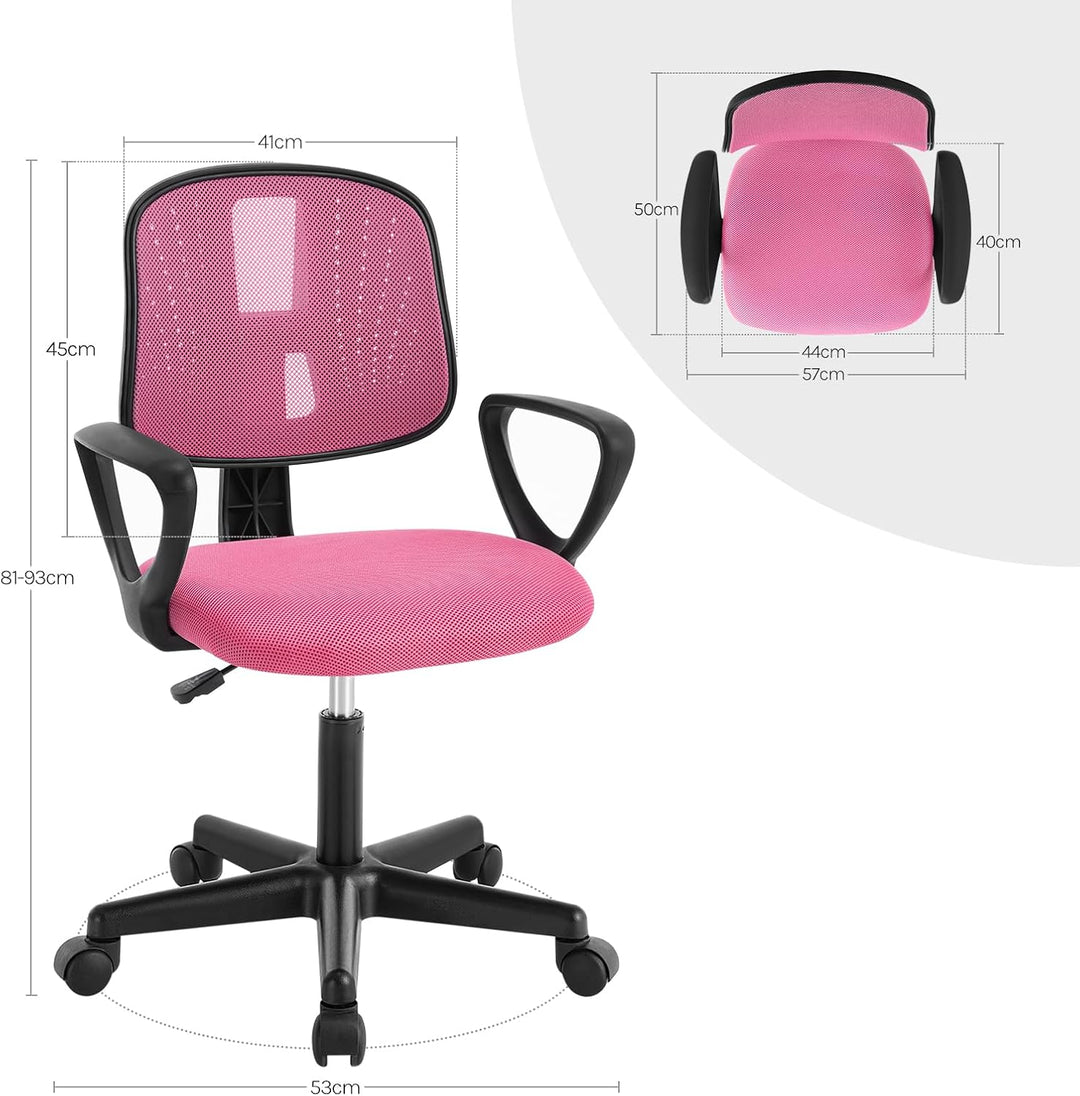 Klihome Schreibtischstuhl Kinder, Bürostuhl ergonomisch, Drehstuhl mit Rollen Armlehnen, Kinderdrehs