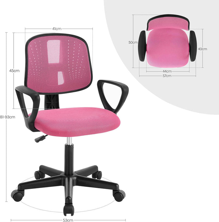 Klihome Schreibtischstuhl Kinder, Bürostuhl ergonomisch, Drehstuhl mit Rollen Armlehnen, Kinderdrehs