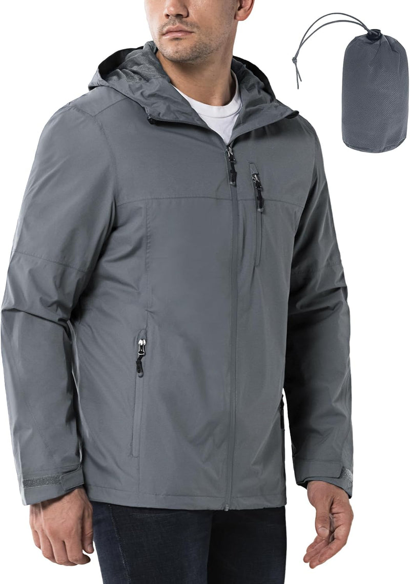 33,000ft Regenjacke Herren Wasserdicht Outdoorjacke Leichte Freizeitjacke Packbare Windjacke Fahrrad