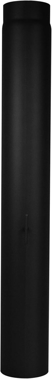 LANZZAS Ofenrohr 1000 mm mit Drosselklappe, im Durchmesser, DN, Ø 150 mm, Farbe: schwarz-metallic -