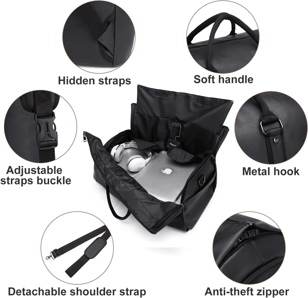 Tragbarer Kleidersack, Herrenkleidersack für Geschäftsreisen, grosse Lederreisetasche mit Schuhfach