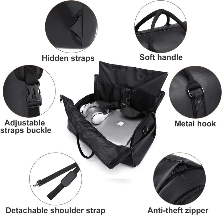 Tragbarer Kleidersack, Herrenkleidersack für Geschäftsreisen, grosse Lederreisetasche mit Schuhfach