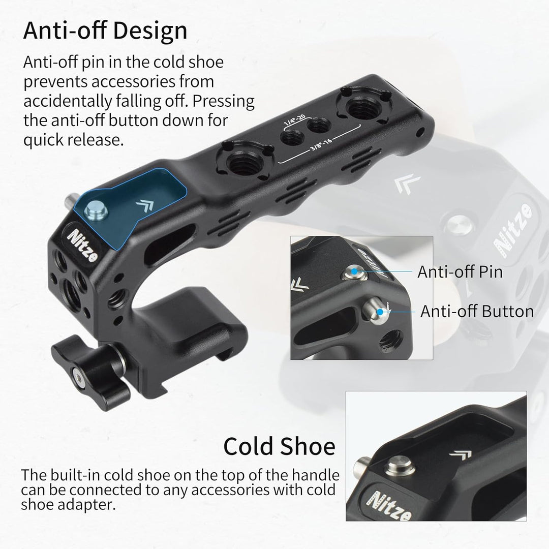 Nitze NATO TOP Handle,Mini Handle Grip mit NATO Clamp,Kamera Griff für Camera Cage, Universal Video
