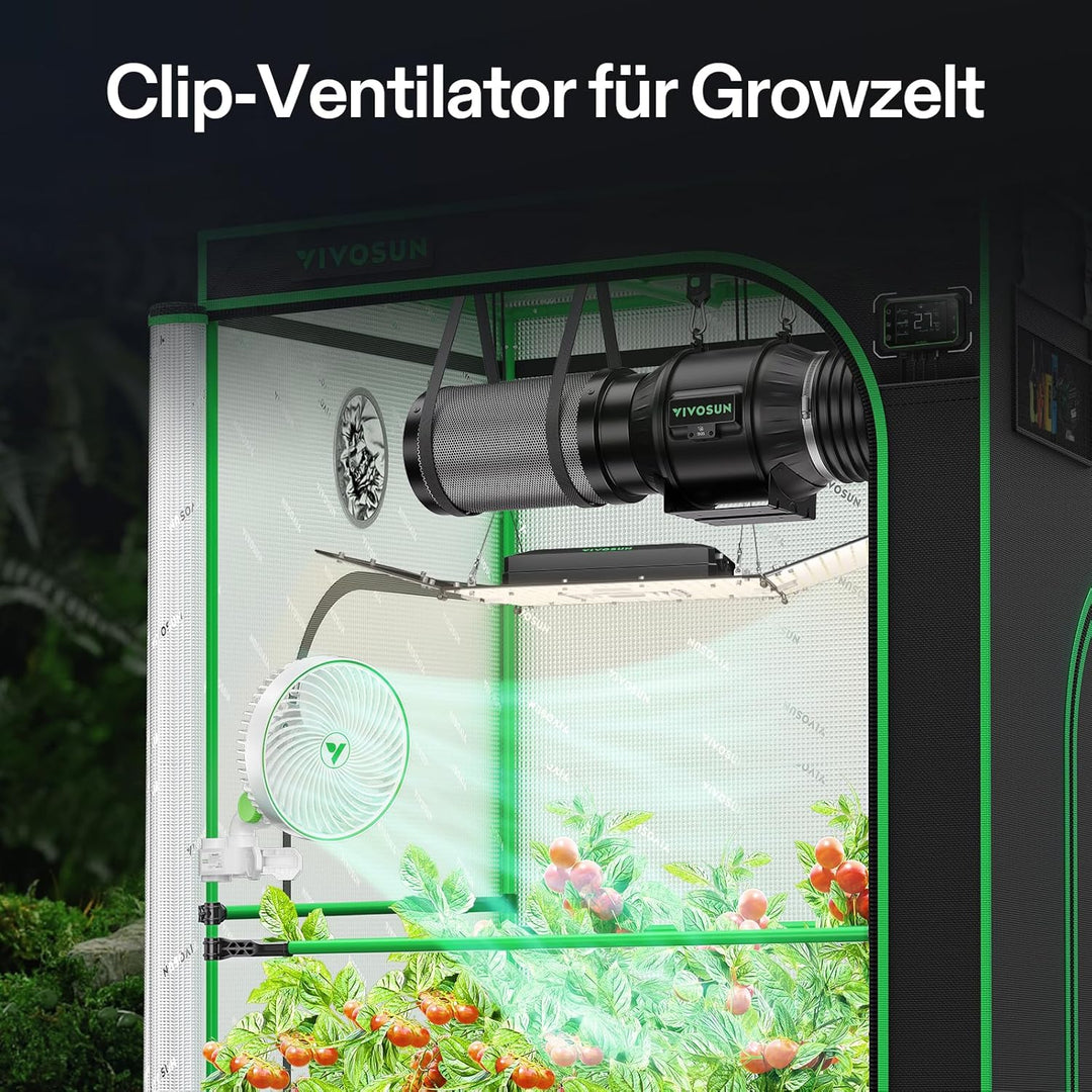 VIVOSUN AeroWave E6 Gen2 Growzelt-Clip-Ventilator150 mm, EC-Motor, Smarte WLAN-Steuerung,10-stufiger