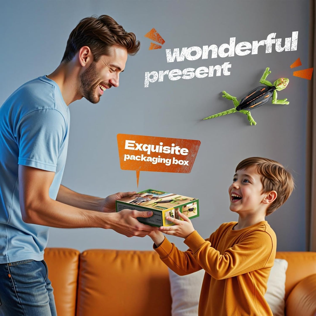 Wall Crawler Gecko, Remote Control Lizard Toy, Rechargeable LED Eyes Gecko | Strong Suction Climbing