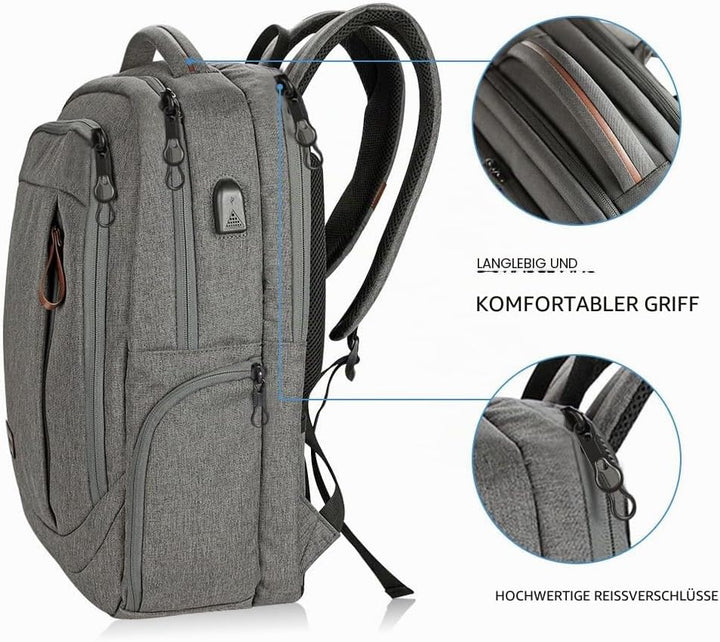 KROSER Laptop Rucksack Schulrucksack 17,3 Zoll Reiserucksack Handgepäck Tagesrucksack Wasserabweisen