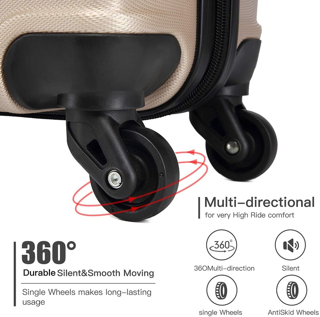 KONO Koffer Trolley Handgepäck Leicht Hartschalenkoffer aus ABS Reisekoffer mit 4 Rollen Handgepäck