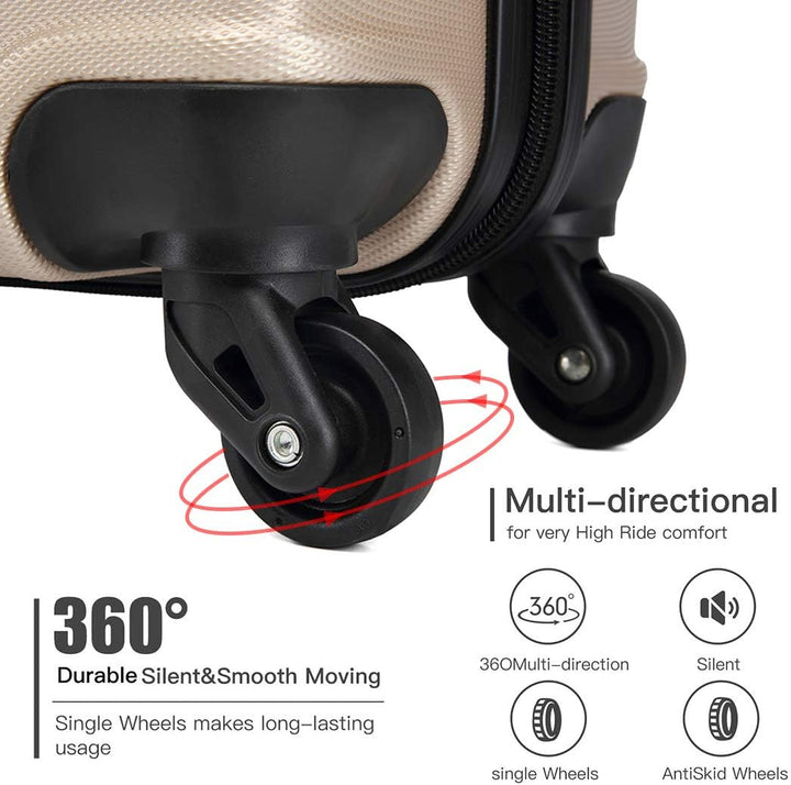KONO Koffer Trolley Handgepäck Leicht Hartschalenkoffer aus ABS Reisekoffer mit 4 Rollen Handgepäck