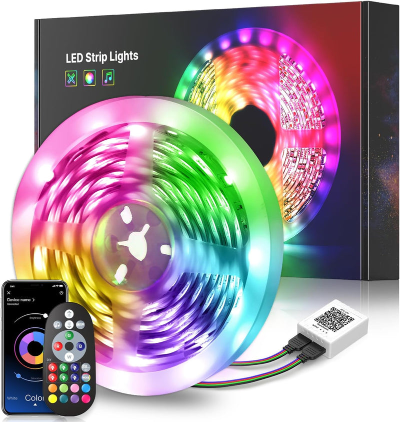 LED Strip 20M (2x10m),Bluetooth LED Streifen 20m RGB LED Lichterkette Streifen Licht mit Fernbedienu