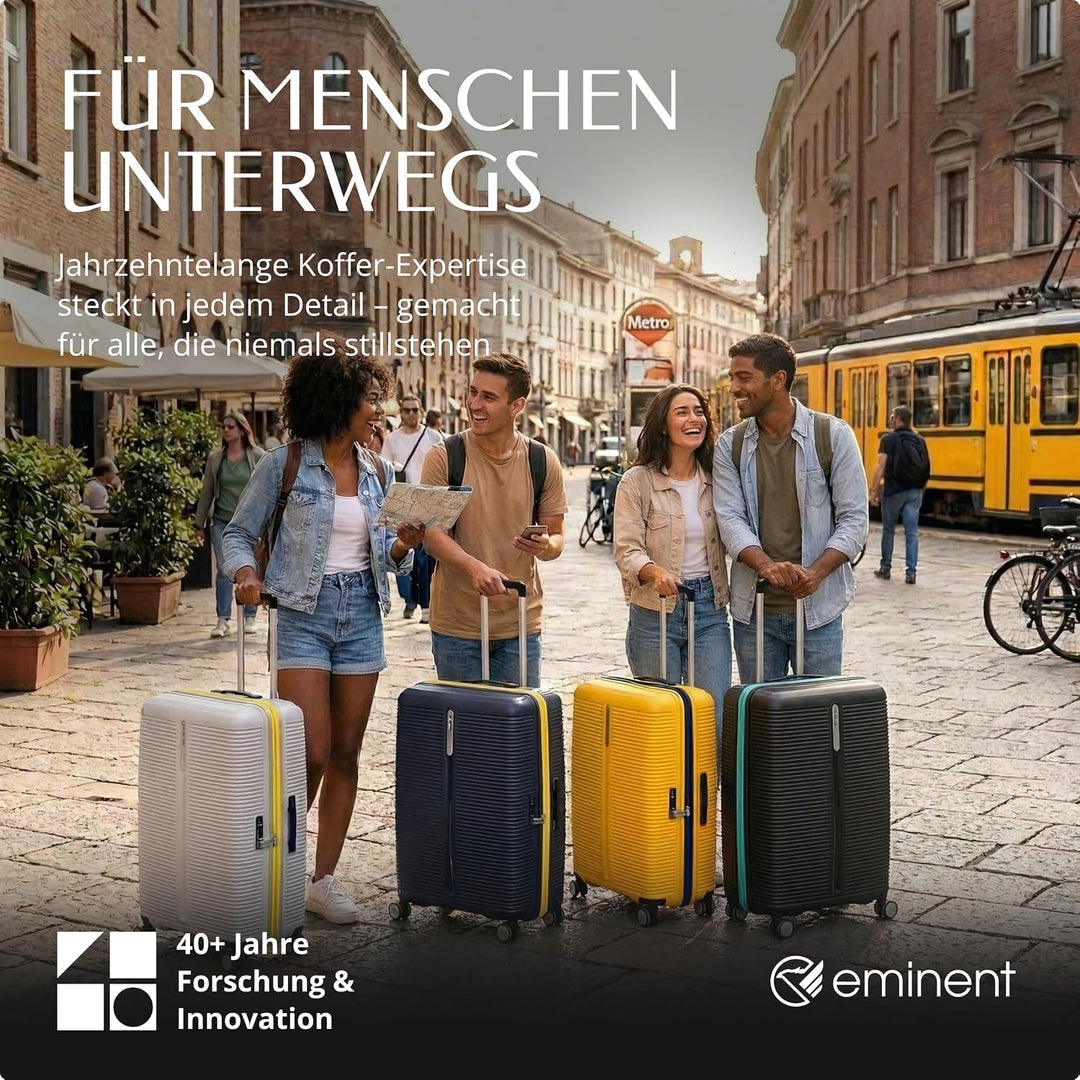 Eminent Finno Koffer Mittelgross 66x46x26 cm, Erweiterbar, Hartschalenkoffer, 4 Rollen, Leicht, TSA
