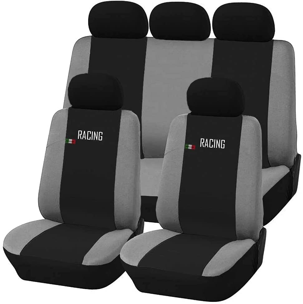 Universal Autositzbezüge Made in Italy - Racing - Rückenlehne mit 2 Reissverschlüssen - kompatible A