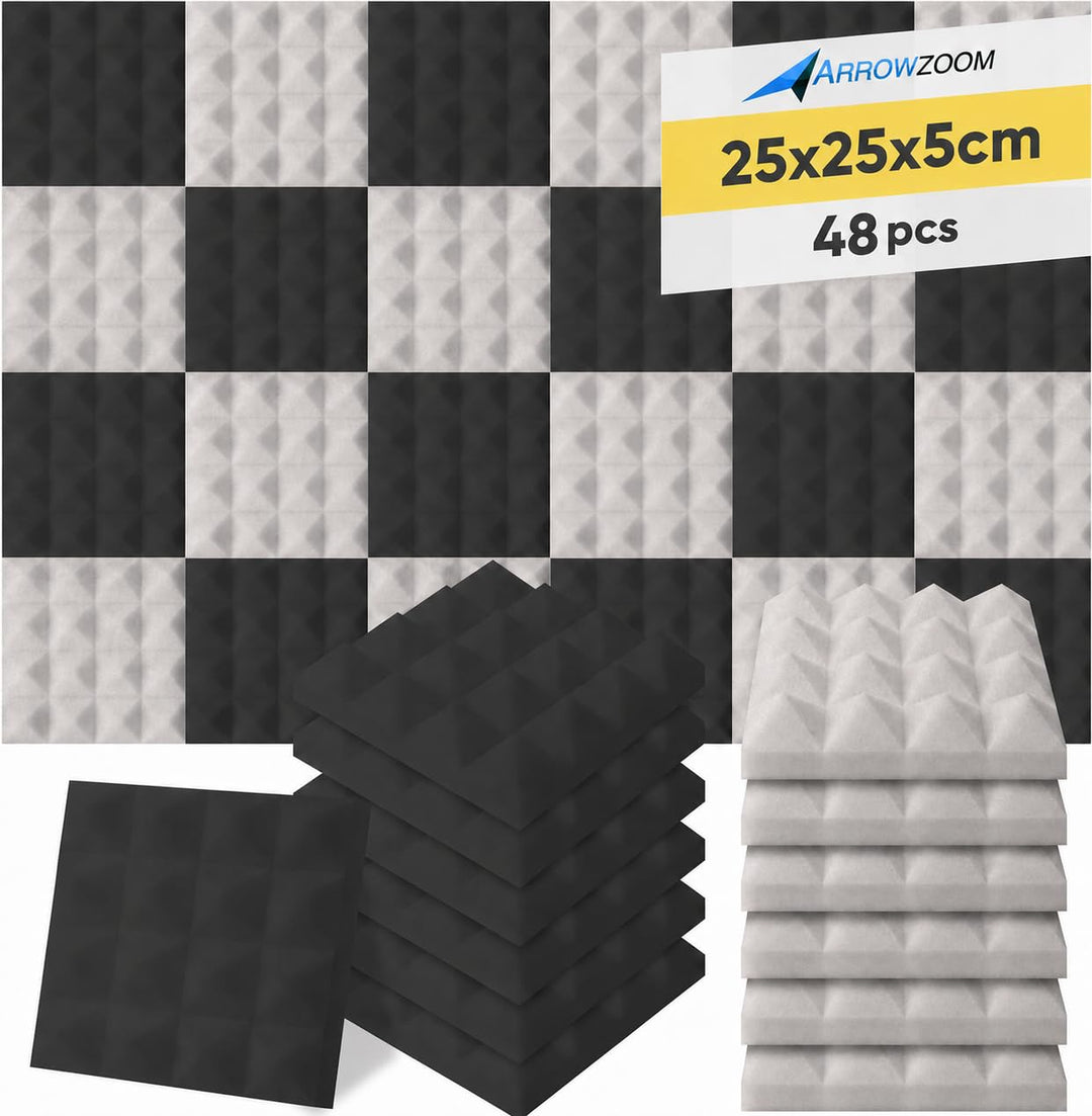 Arrowzoom 48 Akkustik Platten Akkustikschaumstoffmatten Akustikschaumstoff 25x25x5cm Dämmung Wedge N