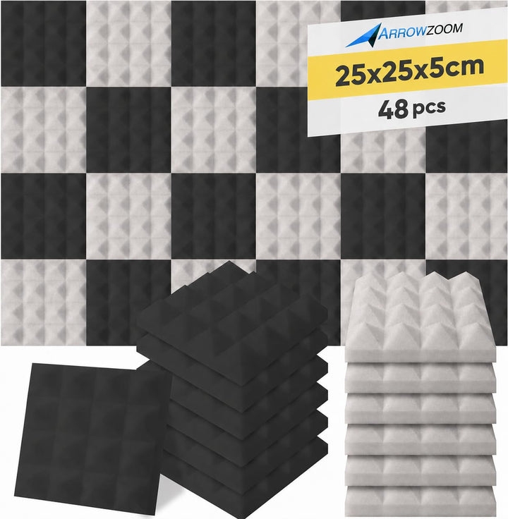 Arrowzoom 48 Akkustik Platten Akkustikschaumstoffmatten Akustikschaumstoff 25x25x5cm Dämmung Wedge N