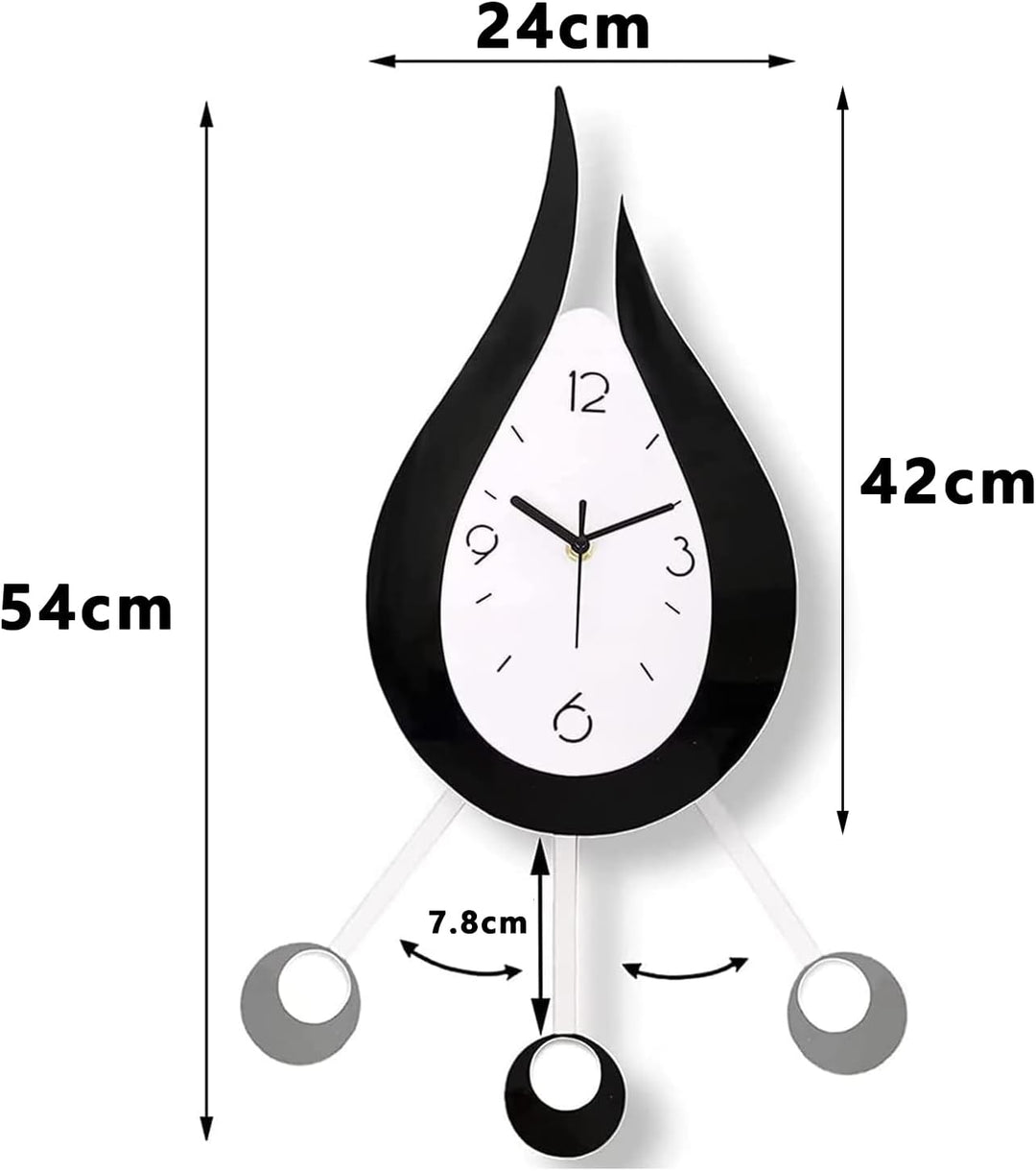 SFITVE 42cm Gross Wanduhr Ohne Tickgeräusche Modern Wassertröpfchen Pendel Wanduhren für Wohnzimmer