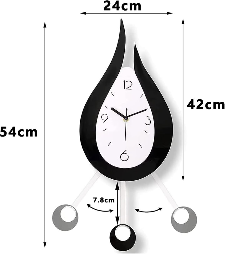 SFITVE 42cm Gross Wanduhr Ohne Tickgeräusche Modern Wassertröpfchen Pendel Wanduhren für Wohnzimmer