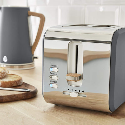 Swan Nordic Toaster Breitschlitz, 2 Scheiben, 3 Funktionen, 6 Bräunungsstufen, modernes Design, Edel