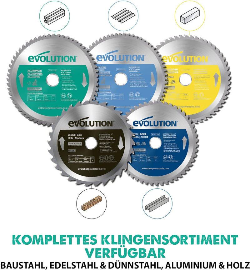 Evolution A210TCT-60MS - 210 mm Sägeblatt zum Schneiden von Aluminium - Metall-Sägeblatt Hartmetallb
