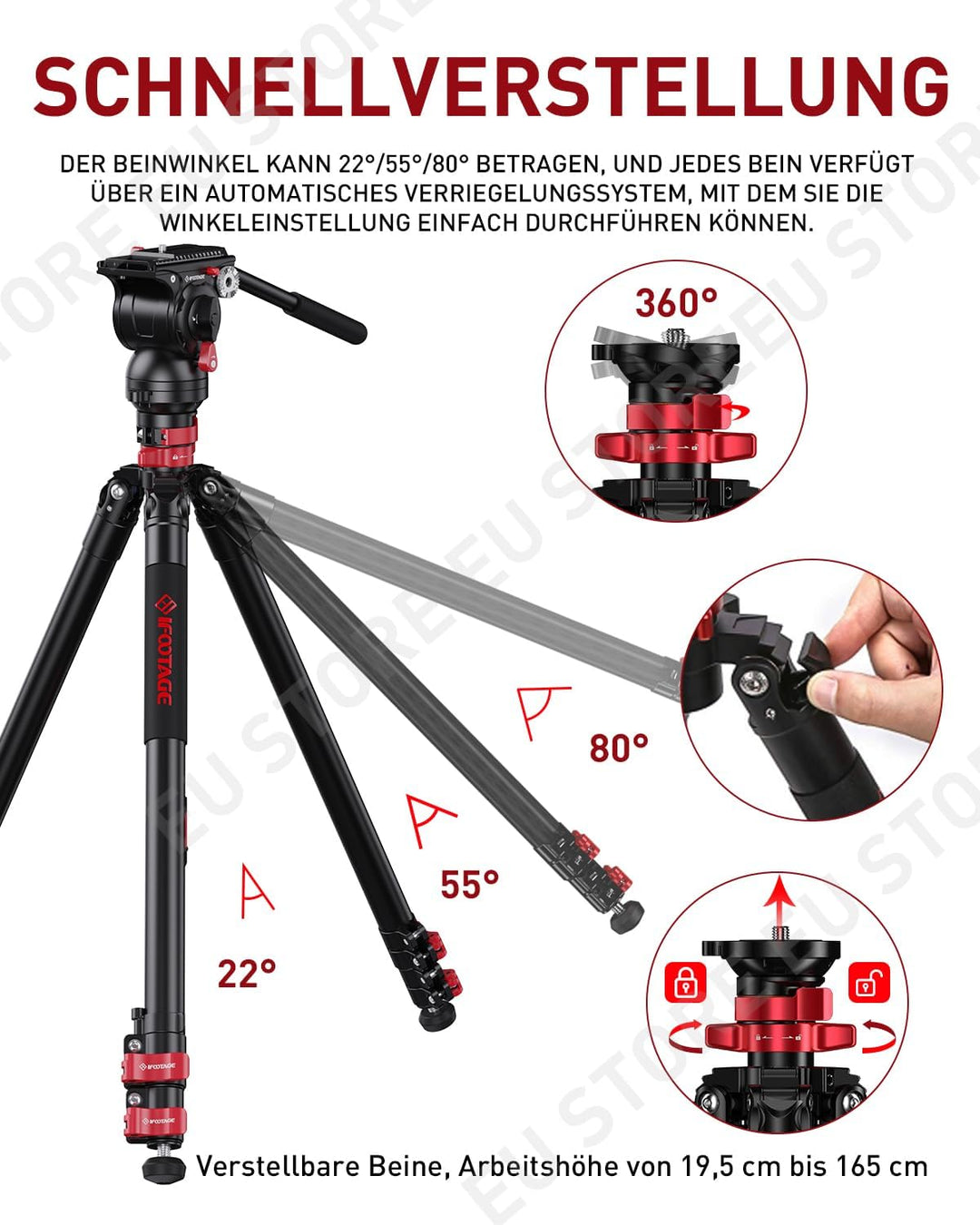 IFOOTAGE Gazelle Stativ TA6S Uprise + Komodo K5S,65"/165 cm Kamerastativ aus Aluminiumlegierung mit
