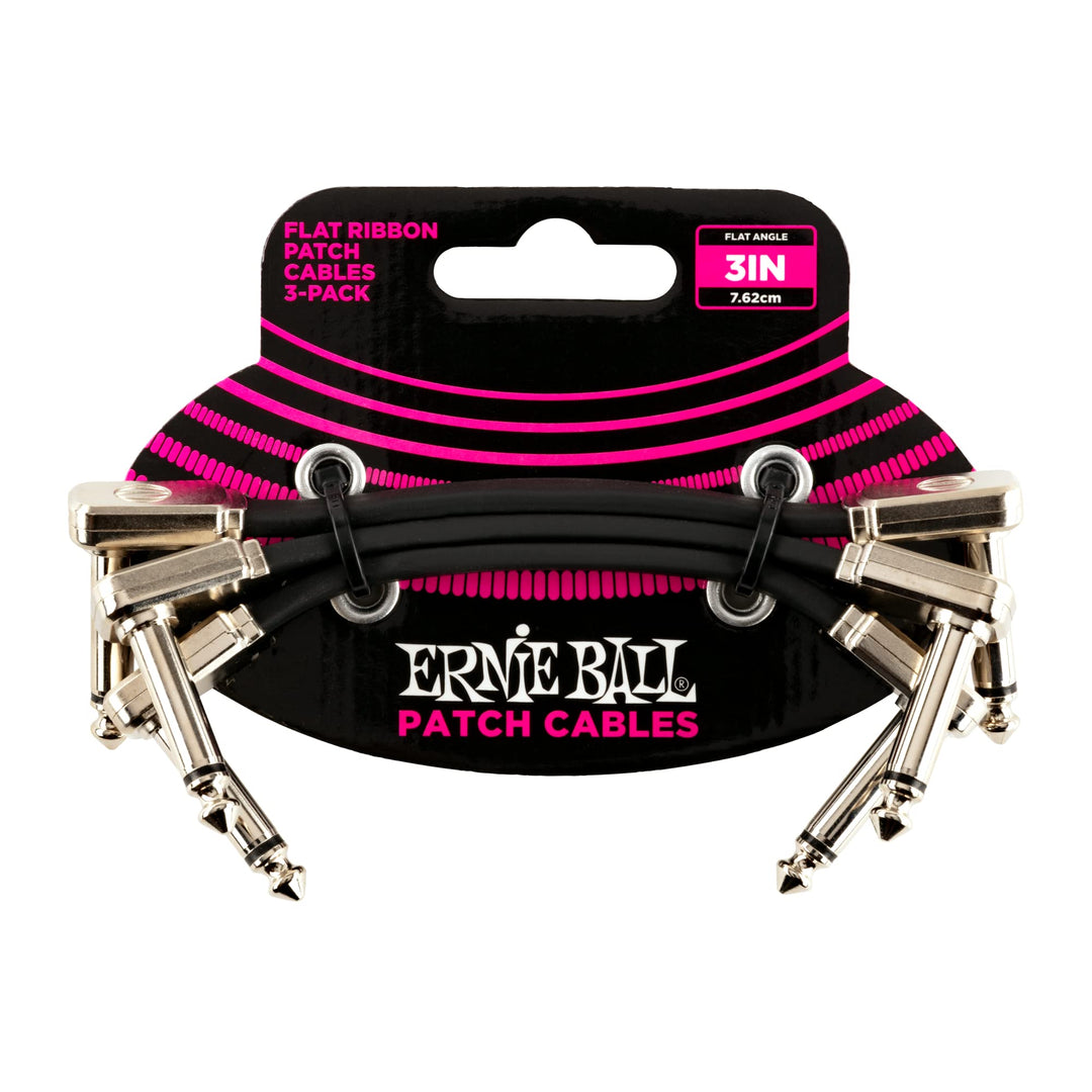 Ernie Ball Flachband-Patchkabel, 3er-Pack, 7,62 cm Schwarz 7,6 cm 3 Stück, Schwarz 7,6 cm 3 Stück