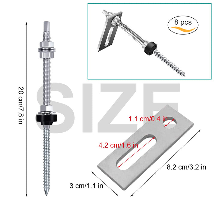 16 Stück Stockschrauben M10 x 200mm, Stockschrauben PV Anlage 304 Edelstahl Dichtung Sperrzahnmutter