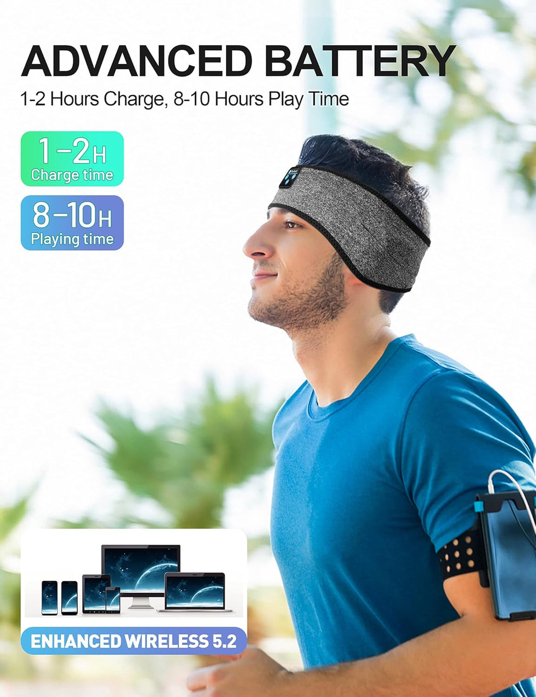Schlafkopfhörer, Bluetooth-Stirnband, Schlafkopfhörer, Sport-Kopfband, Lange Spielzeit, Schlaf-Heads