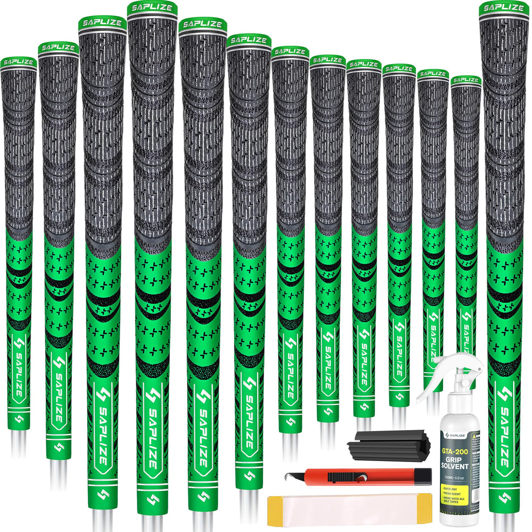 SAPLIZE Golfgriffe 13-teilig mit komplettem Umrüstsatz, Standard- / Mittelklasse, Kordelgummi, Hybri