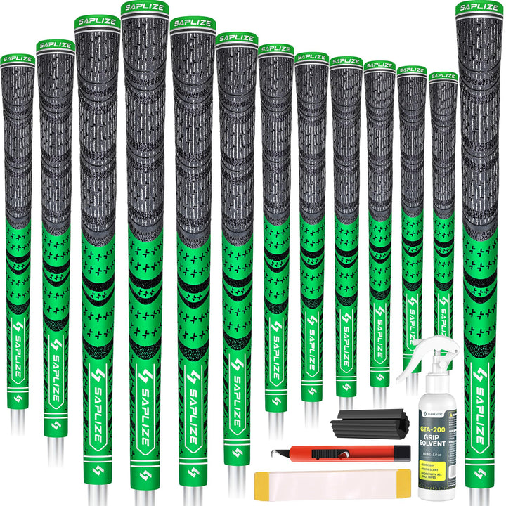 SAPLIZE Golfgriffe 13-teilig mit komplettem Umrüstsatz, Standard- / Mittelklasse, Kordelgummi, Hybri