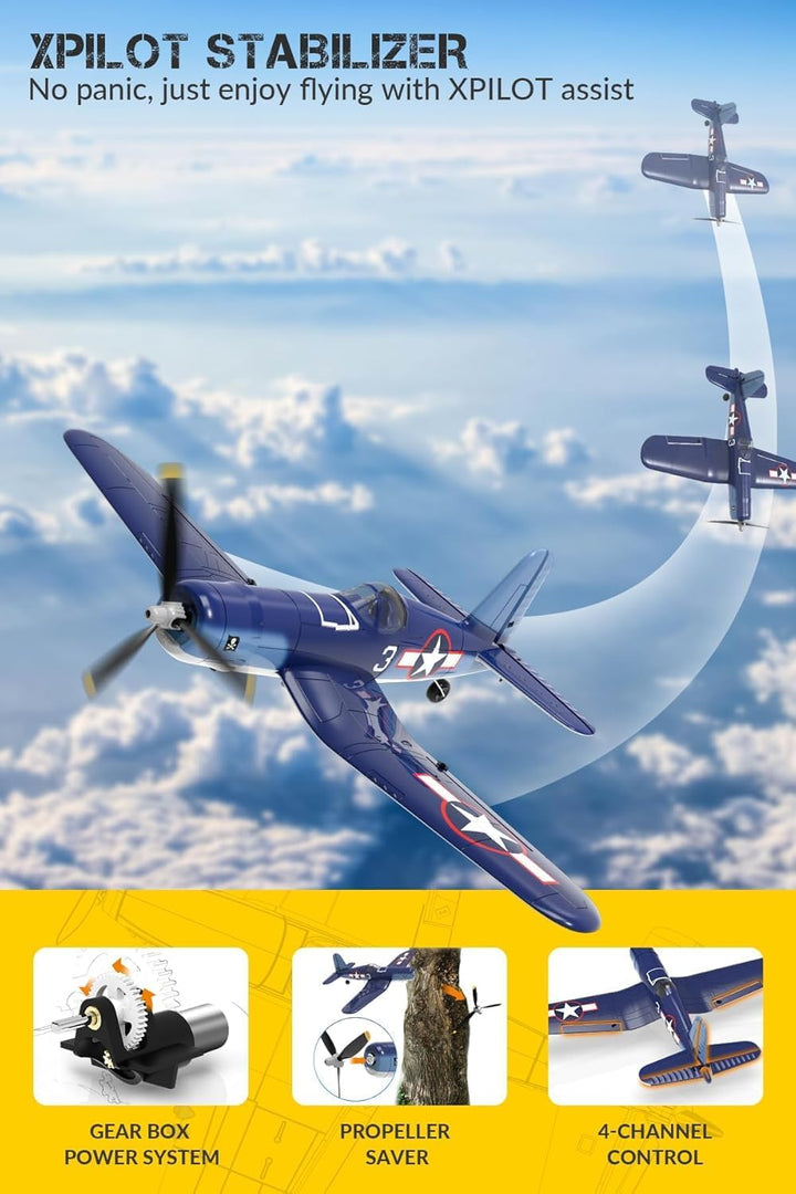 F4U RC Flugzeug, 2.4Ghz 4CH Jagdflugzeug Corsair Ferngesteuertes Flugzeug Spielzeug Kunstflug Flugze