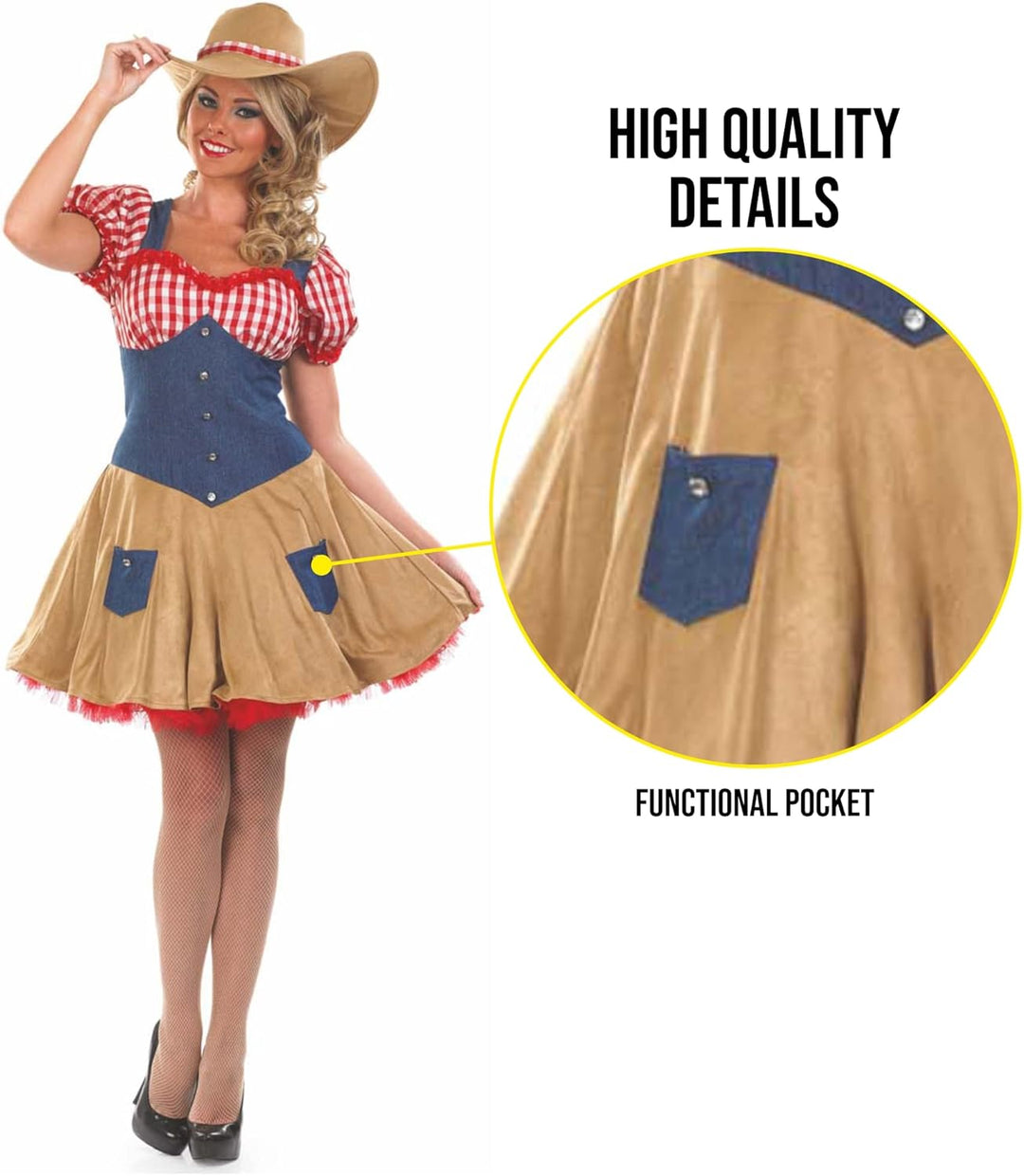 Fun Shack Saloon Girl Kostüm, Cowgirl Kostüm Damen Sexy, Western Damen Kostüm, Faschingskostüme Cowg