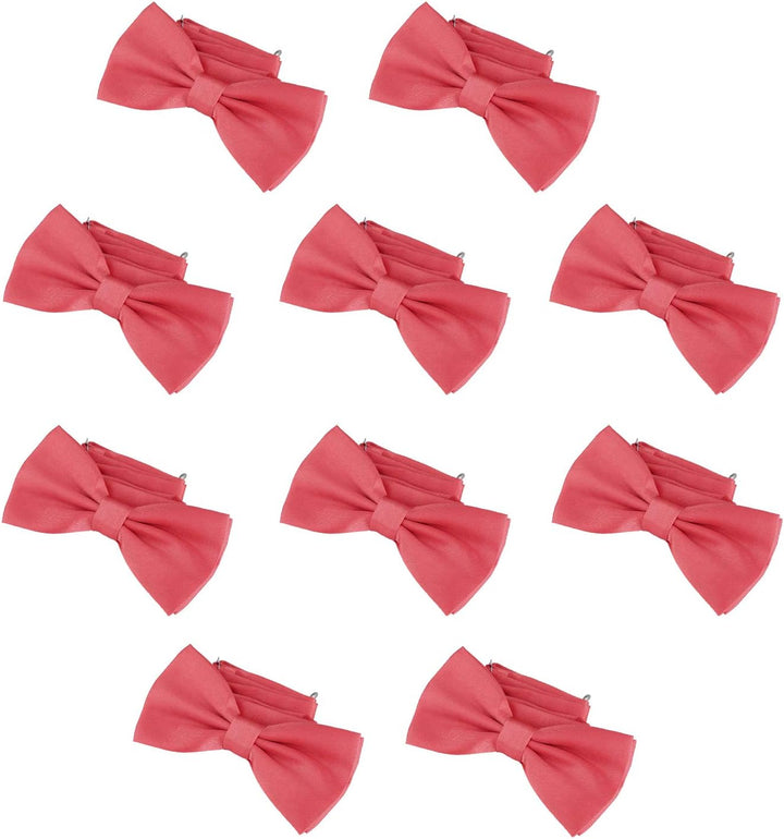 DonDon 10er Set Herren Fliege 12 x 6 cm gebunden und längenverstellbar Lachs, Lachs