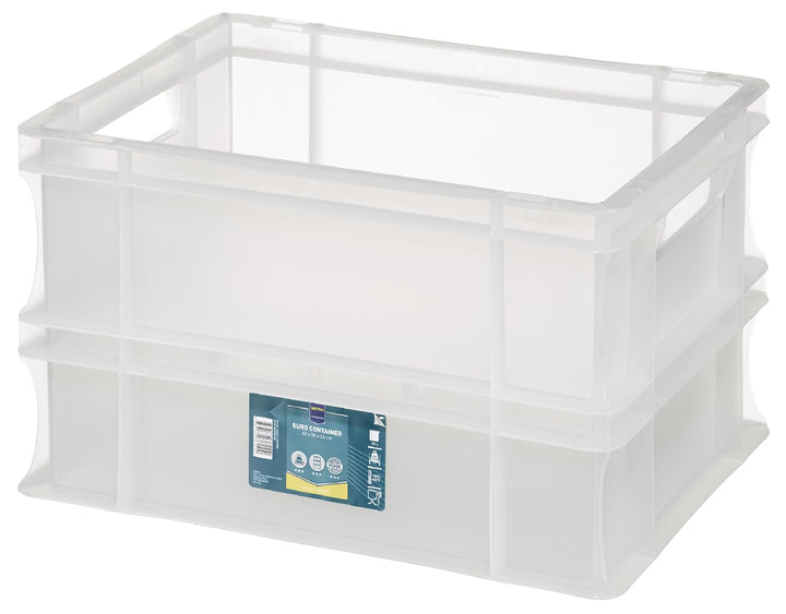 METRO Professional Eurobox, PP, 40 x 30 x 24 cm, 22 L, 20 kg, milchig, stapelbar, Handgriffe, weiss,