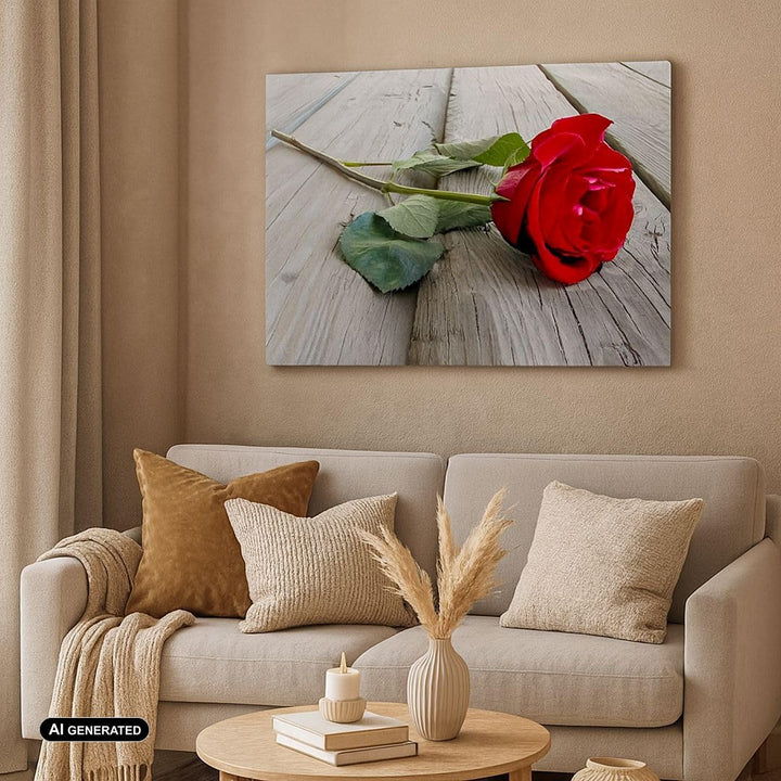 Bilder auf Leinwand 100x70cm Leinwandbild mit Rahmen Blume Holz Pflanze Gross Wanddeko Bild Schlafzi