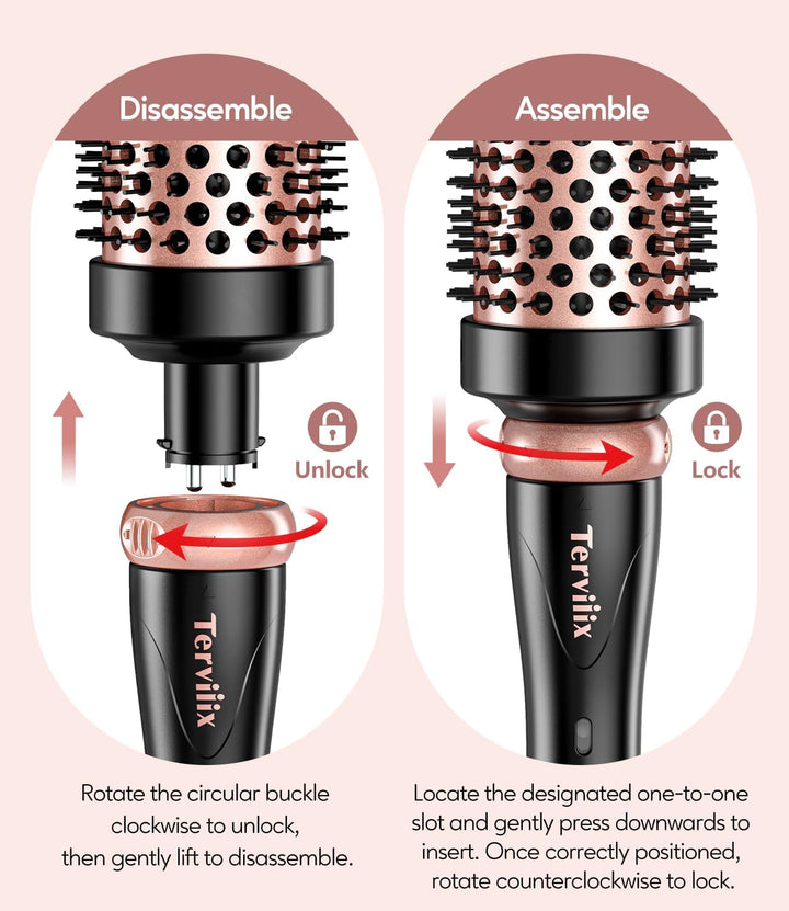 Terviiix Thermal Brush Set 3-in-1, One Temp 200℃ Heisse Bürste für mittleres bis dickes und grobes H