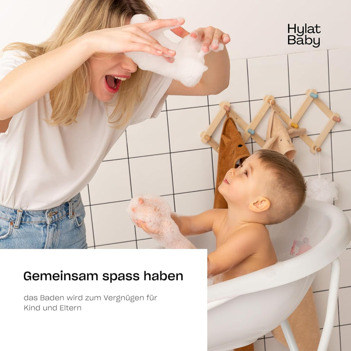 Hylat Baby Friends Grau Babywanne mit Gestell und Badewannenstöpsel - TÜV Rheinland zertifiziert - S