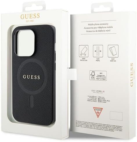 GUESS GUHMP15LPSAHMCK Hülle für iPhone 15 Pro 6.1" Schwarz hardcase Saffiano