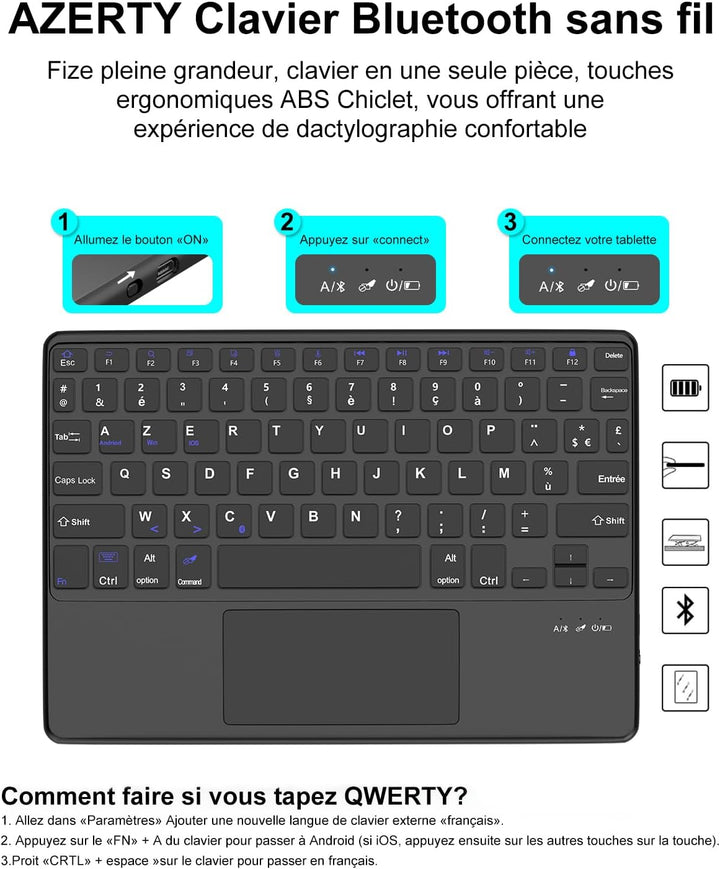 FOGARI Tastaturhülle für Lenovo Idea Tab 11 Zoll 2025 (TB-336ZU/TB-336FU) | AZERTY Französisches Tou