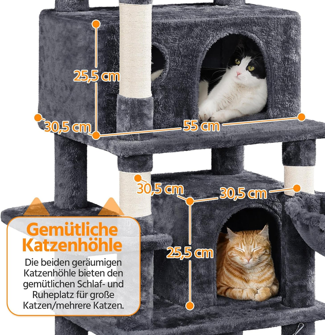 Yaheetech Kratzbaum 170 cm Katzenbaum XL Stabiler Katzenkratzbaum Kletterbaum für Katzen, mit Aussic
