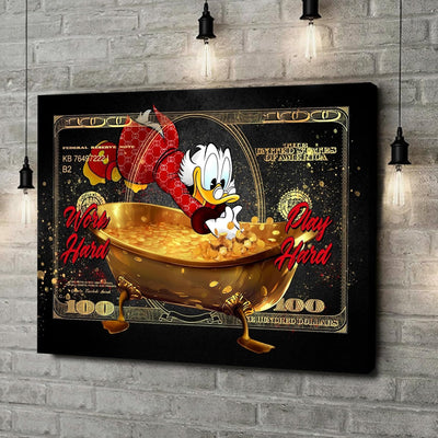 Artmazing | Dagobert Duck Bild bunt | Dagobert Duck Leinwand | Coole Wandbilder Wohnzimmer | Bild Da