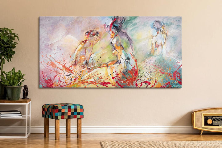 YS-Art Abstrakt Stil Acryl Gemälde auf Leinwand Heisser Sommer handgemalt Wandbilder Wohnzimmer mode