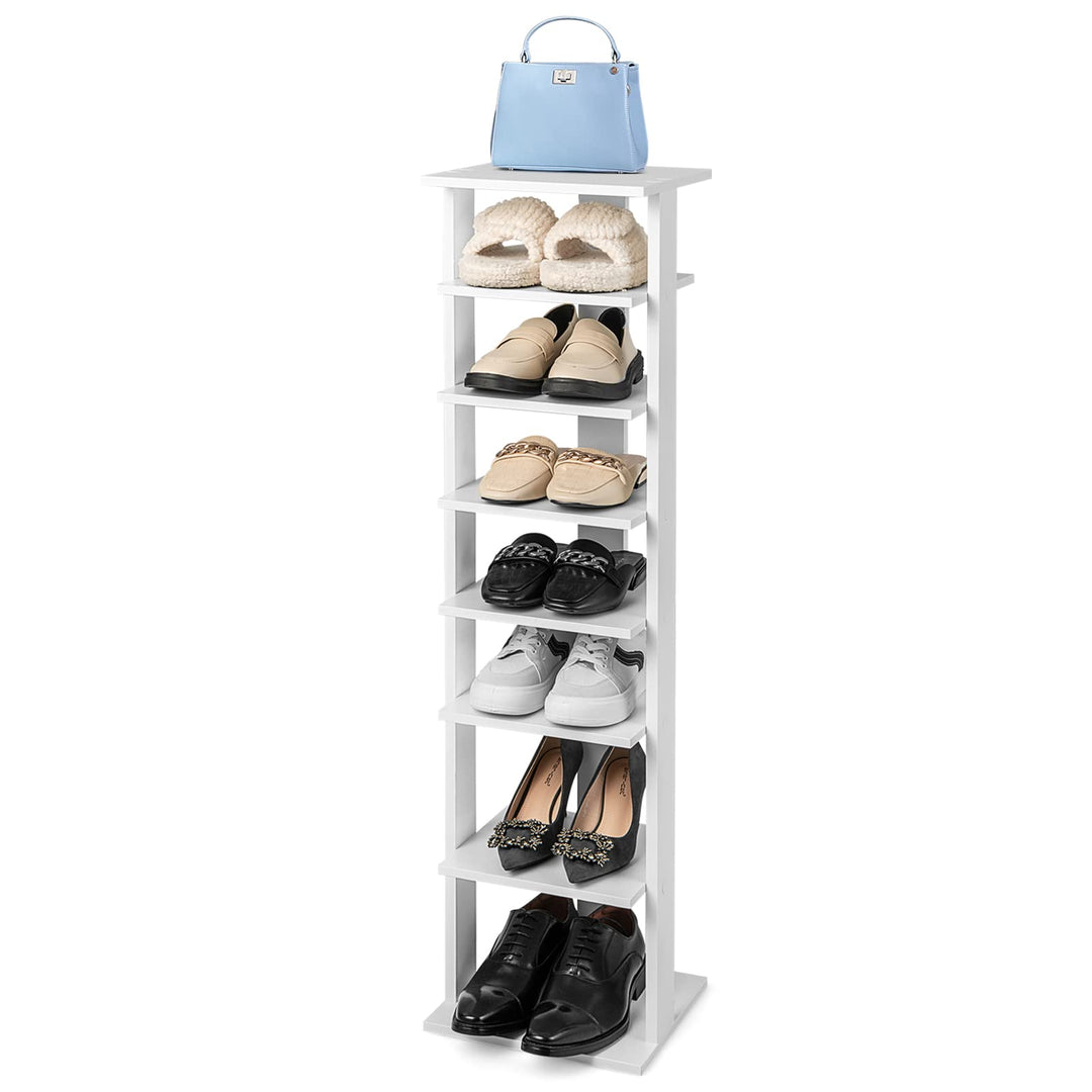 COSTWAY 8 stufiger Schuhständer höhenverstellbar, Platzsparendes Schuhregal aus Holz, Schuh-Organize