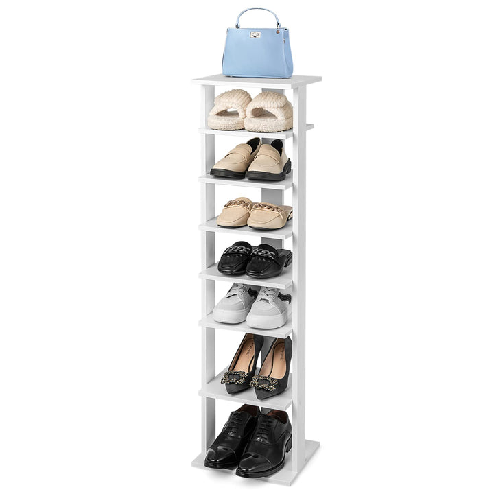 COSTWAY 8 stufiger Schuhständer höhenverstellbar, Platzsparendes Schuhregal aus Holz, Schuh-Organize