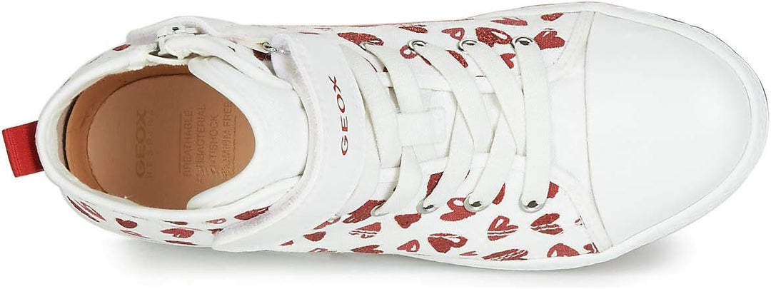 Geox Mädchen Jr Ciak Girl A Sneakers 30 EU Weiss White Red C0050, 30 EU Weiss White Red C0050