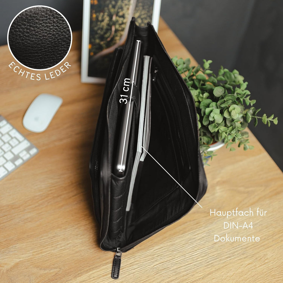 Baur Tasche Echtleder | Laptoptasche für 13,6” Zoll | Notebooksleeve | Handgefertigte Businesstasche