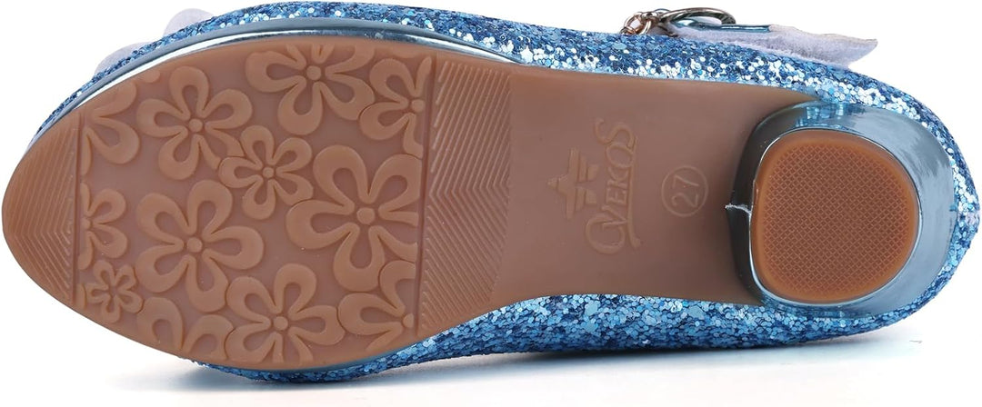 ANBIWANGLUO Prinzessin Schuhe Mädchen High Heels Sandalen Mädchen Pailletten Party Pumps Kinder 26 E