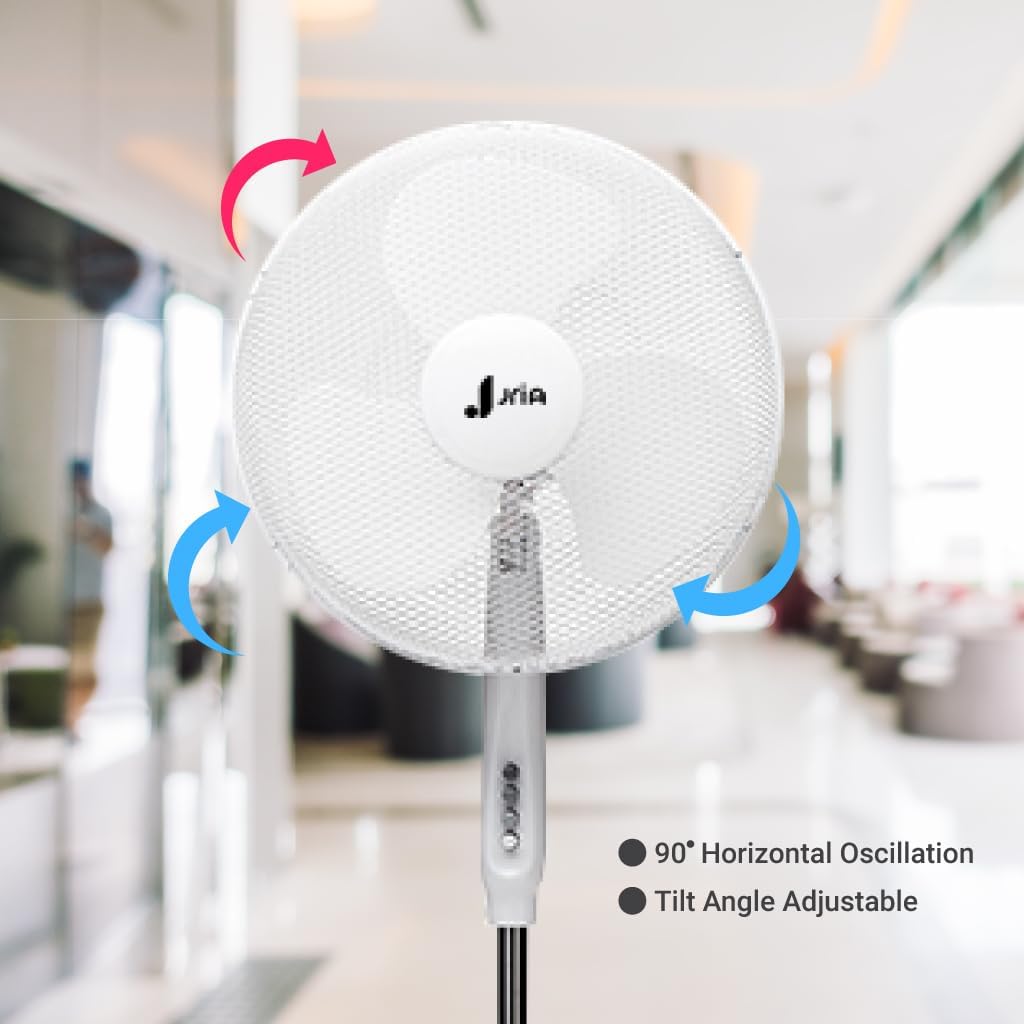 Standventilator 40 cm 16 Zoll leiser ECO Ventilator mit 3 Stufen oszillierend 90° höhenverstellbar s