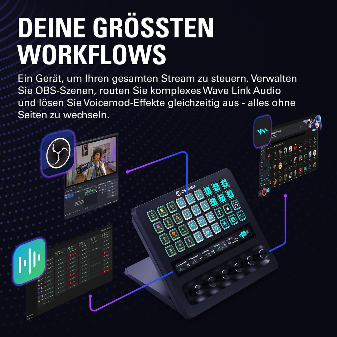 Elgato Stream Deck + XL, Kontrollplattform mit Touch-Leiste | 36 anpassbare Makrotasten, sechs Multi